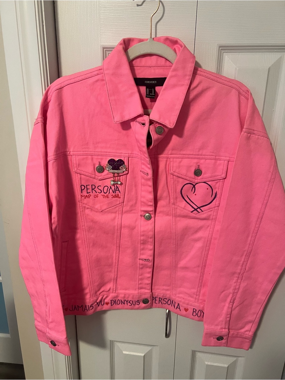 Pink Graphic Denim Jacket - BTS THEME